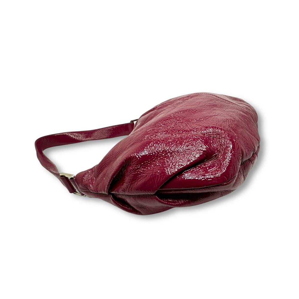 Hobo International Women Patent Shoulder Bag Berry Wine Purple Crinkle Leather - Picture 10 of 14